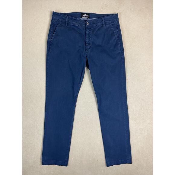 7 For All Mankind Jeans Mens 34 Blue‎ Straight Slim Denim Casual Workwear Adult - Picture 1 of 11